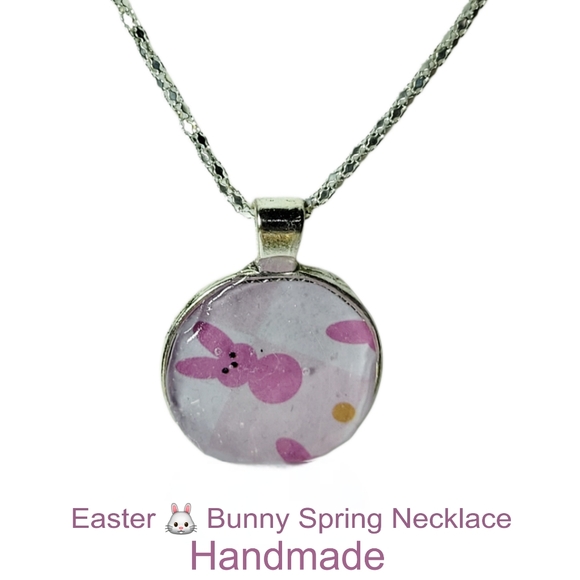Hand Crafted Jewelry - CUTE EASTER BUNNY PENDANT NECKLACE. HANDMADE. FUN FOR HOLIDAYS